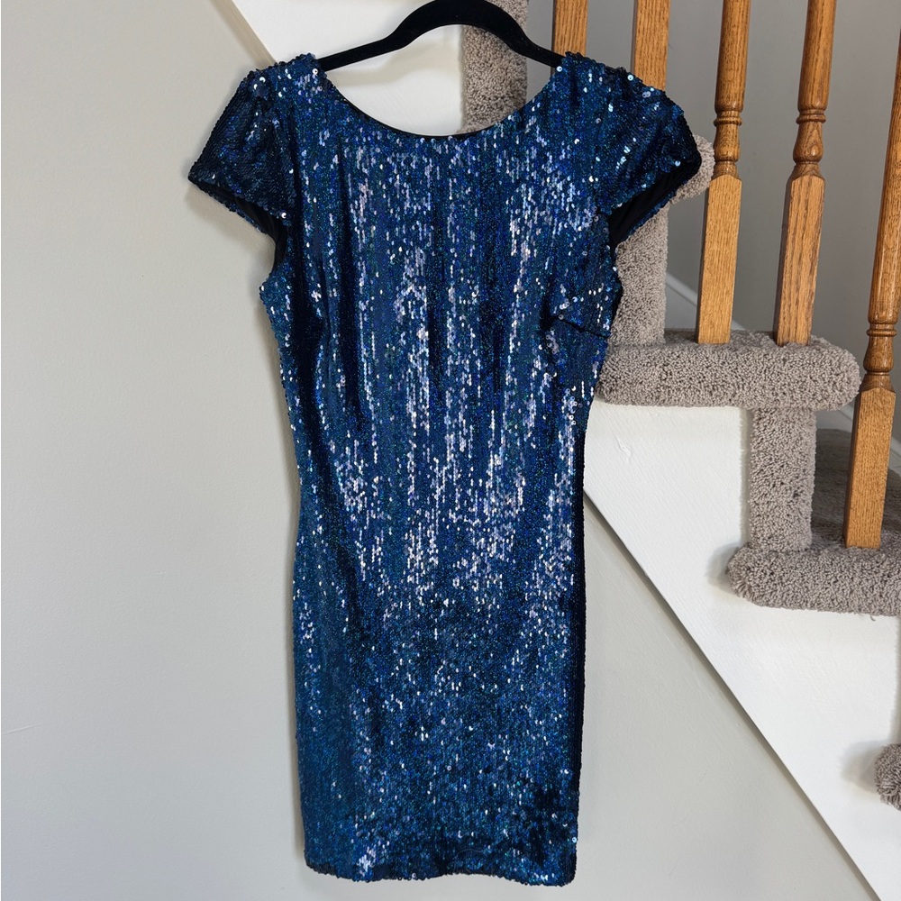 Dress the Population Navy Sequin Mini Dress
